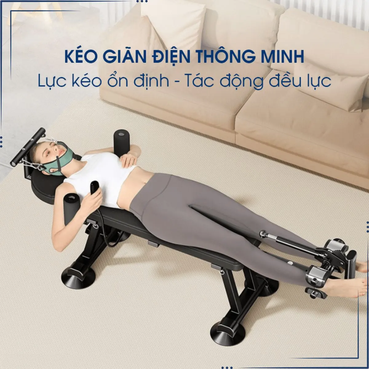 Điều chỉnh tư thế nằm vào thao tác sử dụng máy kéo giãn D12 Pro